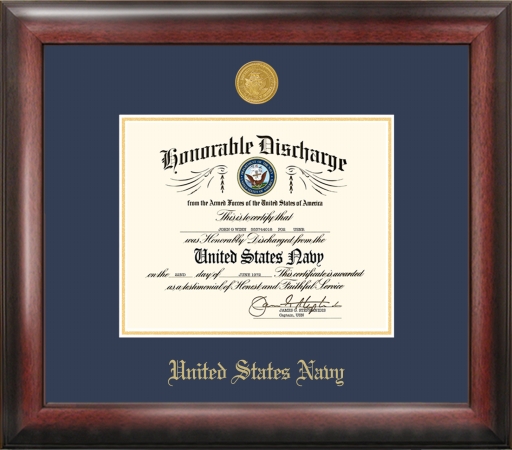 Campus Image NADG001 Navy Discharge Frame Gold Medallion