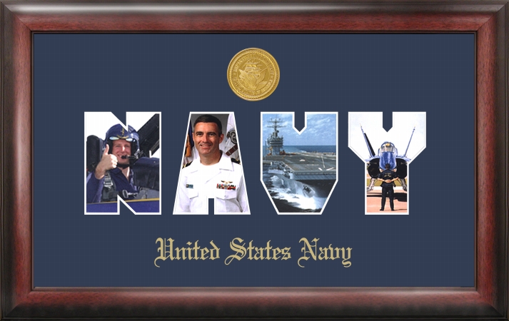 Campus Image Navy Collage Photo Frame Gold Medallion