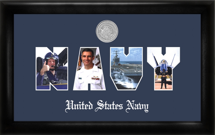 Campus Image NASSS002 Navy Collage Photo Frame Silver Medallion
