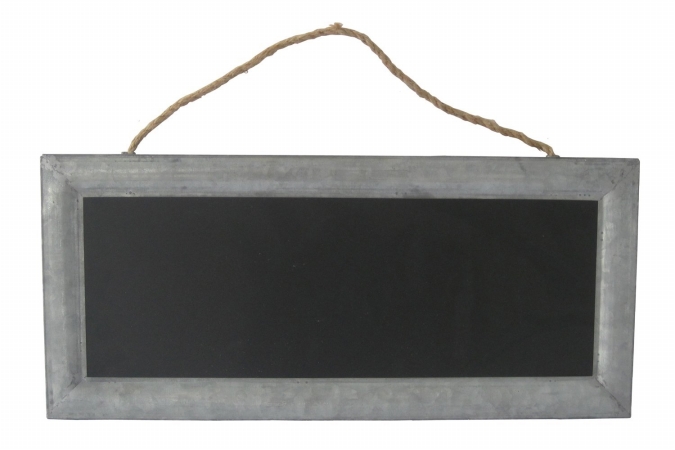 Picture of Cheungs Rattan FP-3596 Rectangular Chalk Board with Galvanized Metal Frame and Hanging Rope - Silver- Black