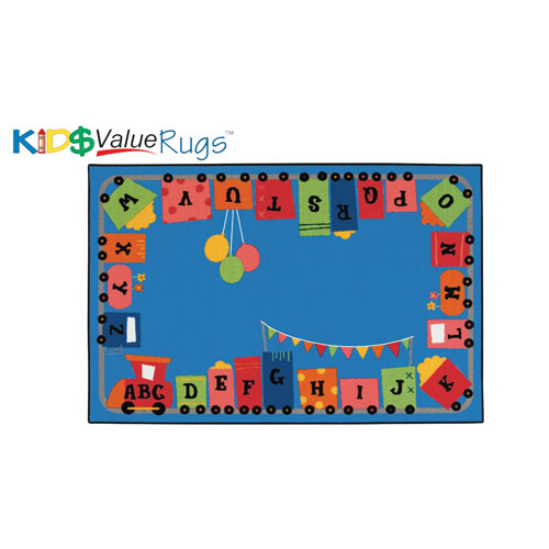 Carpets for Kids KID$Value Plus 72.80 Alphabet Fun Train Rug 6ft x 9ft Rectangle Blue