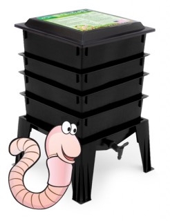 Picture of Natures FootPrint WF360BW Worm Factory 360 4 Tray with Worms - Black - continental US shipping only