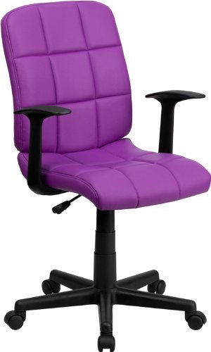 Mid-Back Purple Quilted Vinyl Task Chair with Nylon Arms