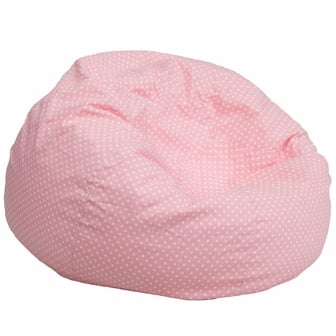 Picture of Flash Furniture DG-BEAN-LARGE-DOT-PK-GG Oversized Light Pink Dot Bean Bag Chair