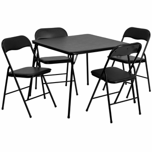JB-1-GG 5 Piece Black Folding Card Table and Chair Set -  Flash Furniture