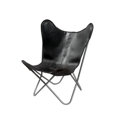 White Leather Butterfly Chair