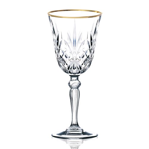 Picture of Lorenzo Import LG3001 Siena Collection Set of 4 Crystal White Wine Glass with gold band design by Lorren Home Trends