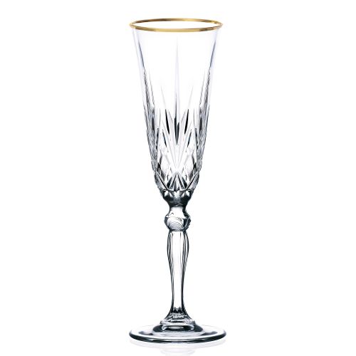 Picture of Lorenzo Import LG3002 Siena Collection Set of 4 Crystal Flute Glass with gold band design by Lorren Home Trends