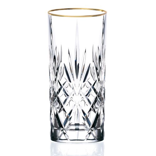 Picture of Lorenzo Import LG3003 Siena Collection Set of 4 Crystal Water- Beverage- or Ice tea Glass with gold band design by Lorren Home Trends