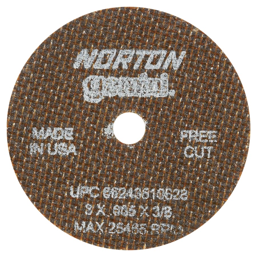 Abrasive Cut-Off Wheel, Type 1, 3 in Dia, 0.035 in Thick, 3/8 in Arbor Hole Size, Aluminum Oxide