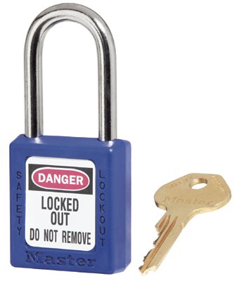 Picture of Master Lock 470-410BLU 6 Pin Blue Safety Lock-Out Padlock Keyed Different- 6 Pin Blue Safety Lock-Out Padlock Keyed Different -Box Of 6 Ea- No. 410 Safety Lockout Padlocks