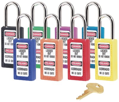 Lockout Padlock, Keyed Different, Thermoplastic, Orange, 1 1/2 in Shackle Height