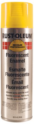 Rust Preventative Spray Paint, Fluorescent Yellow, Fluorescent, Solvent, 14 oz