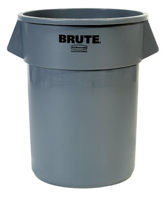 BRUTE Round Container without Lid, 32 gal, Heavy-Duty Plastic, Blue