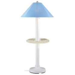 Picture of Patio Living Concepts Catalina Floor Table Lamp 39691 with 3 in. white body and sky blue Sunbrella shade fabric