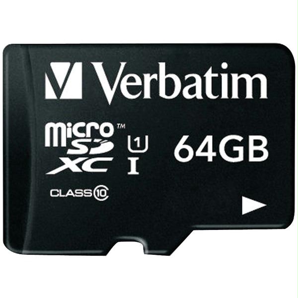 Picture of Verbatim 44084 Class 10 Microsdxc Card With Adapter -64gb