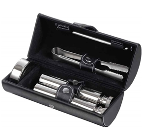 Picture of Visol VAC301 Venture Black Leather Drinking Travel Gift Set