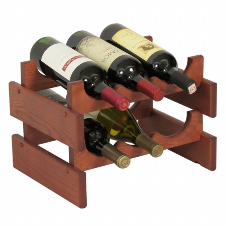 WR32MH 6 Bottle Dakota Wine Rack -  Wooden Mallet