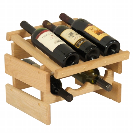 WRD31UN 6 Bottle Dakota Wine Rack with Display Top -  Wooden Mallet