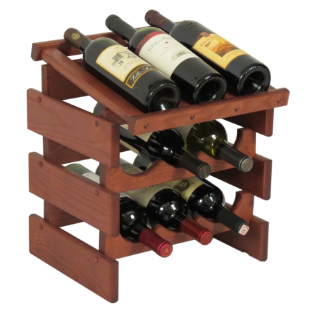 WRD32MH 9 Bottle Dakota Wine Rack with Display Top -  Wooden Mallet