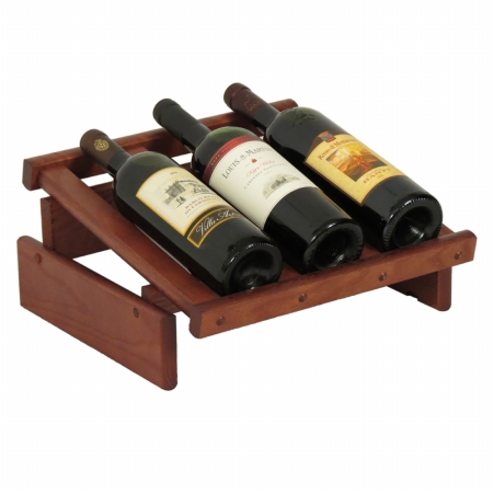 WRD3MH 3 Bottle Dakota Wine Display -  Wooden Mallet