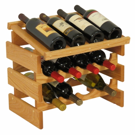 WRD42LO 12 Bottle Dakota Wine Rack with Display Top -  Wooden Mallet