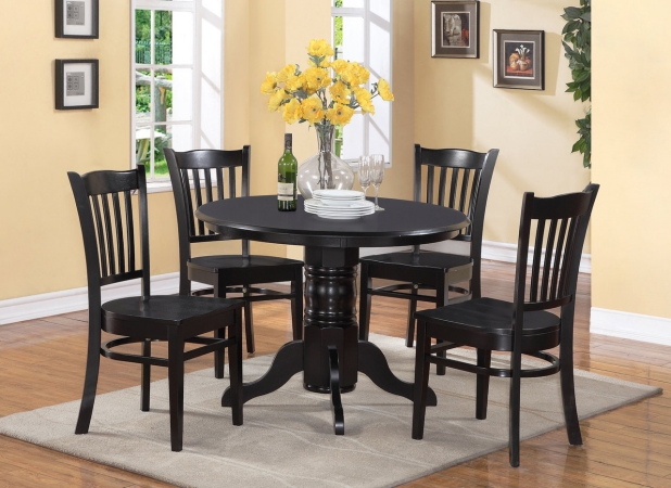Wooden Imports Furniture SG5-BLK-W 5 Piece Shelton Round Table and 4 Groton Chairs in Black Finish