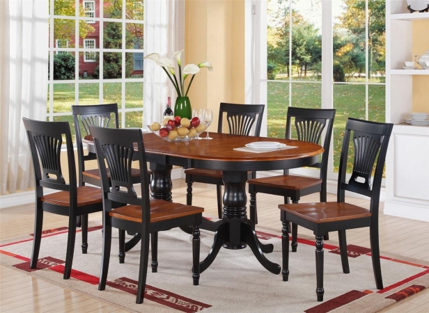 Wooden Imports Furniture PV5-BLK-W 5PC Plainville  Table with Double Pedestal & 4 Wood Seat Chairs in Black & Cherry Finish -  Wooden Imports Furniture LLC, PLAI5-BLK-W