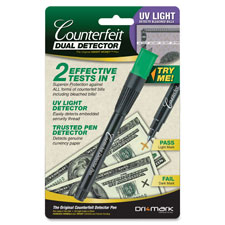 Inc DRI351UVB Counterfeit Detector Pen, 2-n-1l UV Light-Dry Mark, Black-GN