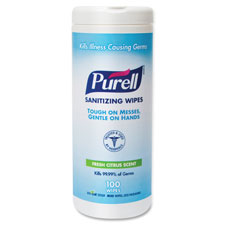 Picture of Gojo GOJ911112EA Purell Sanitizing Wipes- 100 Wipes- White