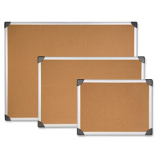 Picture of Lorell LLR19191 Cork Board- 3 ft. x 2 ft.- Aluminum- Silver-Brown