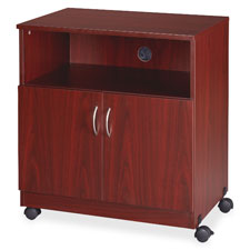 Picture of Lorell LLR60268 Mobile Machine Stand with Shelf- 28 in. x 19.75 in. x 30.5 in.- Mahogany