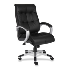 Picture of Lorell LLR62620 Exec Leather Chair- Classic- 27 in. x 32 in. x 44.5 in.- Black-Silver