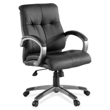 Picture of Lorell LLR62623 Executive Chair- Leather- Low-Back- 27 in. x 32 in. x 41 in.- BN-Pewter