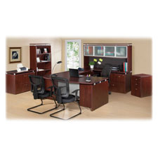 Picture of Lorell LLR68684 Executive Desk&#44; Rectangular&#44; 66 in. x 30 in. x 29.5 in.&#44; Mahogany