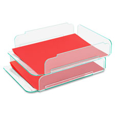 Stacking Letter Tray, 2-PK, 13 in. x 10.25 in. x 2.75 in., CL-Green