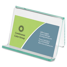 Picture of Lorell LLR80657 Business Card Holder- 3.25 in. x 3 in. x 2.63 in.- Clear-Green