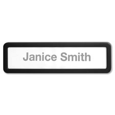 Picture of Lorell LLR80669 Plastic Cubicle Nameplate- Plastic- Black