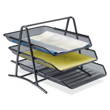 Picture of Lorell LLR90206 Front-Load Ltr Tray- 3 Tier-10.75 in. x 14.25 in. x 11 in.- BK Mesh