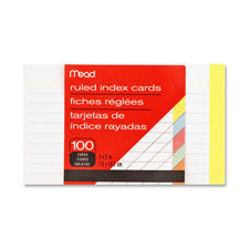 Picture of Mead MEA63074 Index Cards&#44; Ruled&#44; 3 in. x 5 in.&#44; 100 Count&#44; Assorted