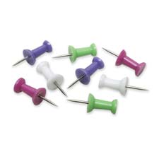 Picture of Skilcraft NSN2073978 Pushpins&#44; Pin Length .38 in.&#44; Rust Resistant&#44; 100-BX&#44; Assorted