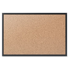 QRT2307B Cork Bulletin Board- 6 in. x 4 in.- Aluminum Frame-Black