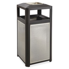 SAF Side Open-Ash Steel Waste Receptacle- 15 Gal.- BKGY