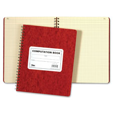 TOP35061 Computation Notebk-4x4 Quad-76 Shts-11.75 in. x 9.5 in.-Red Cover