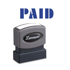 Paid Ink Stamp- Blue Ink - .5 in. x 1.63 in.