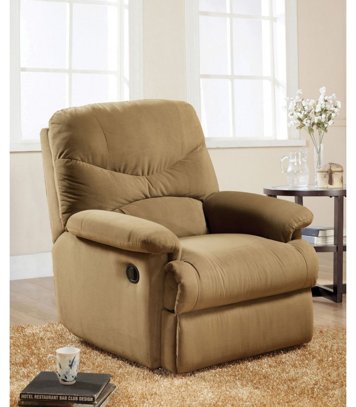Acme Furniture 00627 Arcadia Contemporary Microfiber Recliner in Light Brown Finish