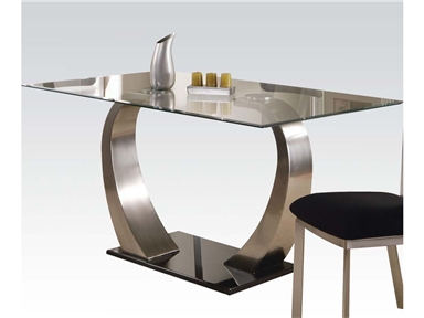 Acme Furniture 10090 Camille Glass Top Dining Table with Metal Base