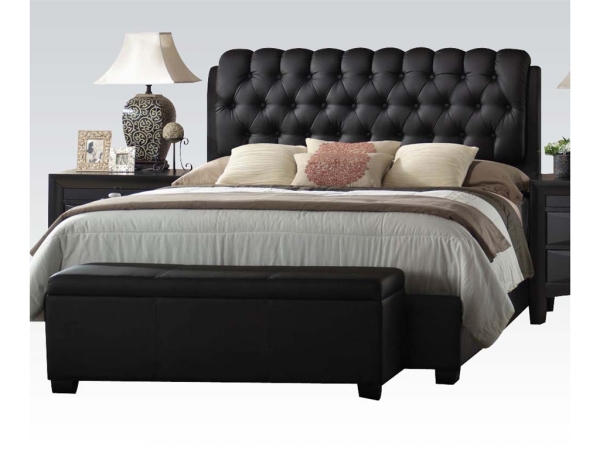 Picture of Acme Furniture 14347EK Ireland Bed with Black PU , Eastern King