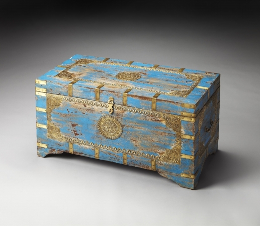 Picture of Butler Specialty Company 3387290 Neela Painted Brass Inlay Storage Trunk