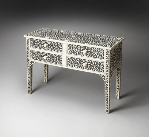 Vivienne Black Bone Inlay Console Table